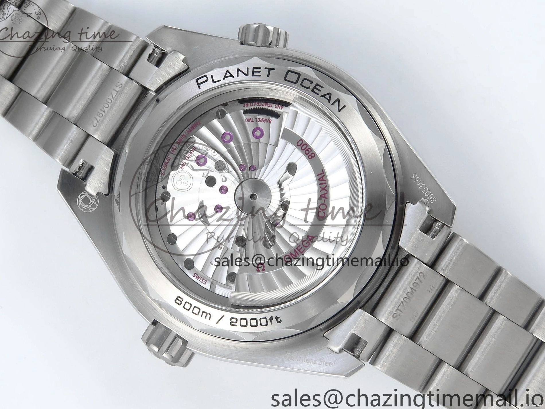 0425 Neat Seamaster Planet Ocean 600M 43.5mm SS SCF 1:1 Best Edition Blue Dial on SS Bracelet A8900 Super Clone 7684